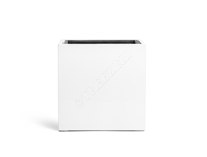 Кашпо TREEZ Effectory - Gloss - Куб - Белый глянцевый лак фото