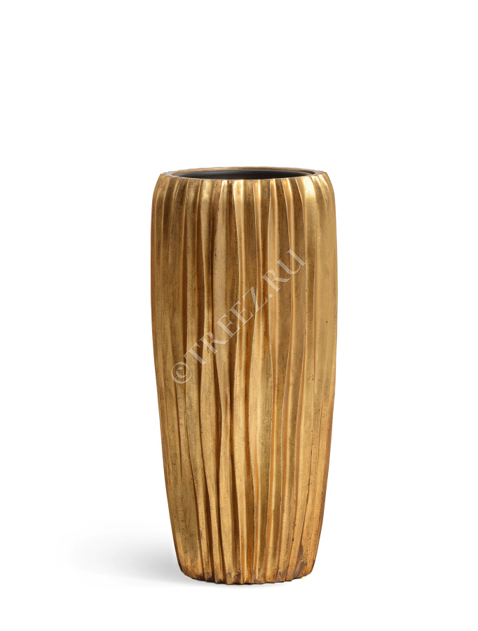 Кашпо TREEZ Effectory - Metal - Высокий конус Design Wave - Сусальное золото фото