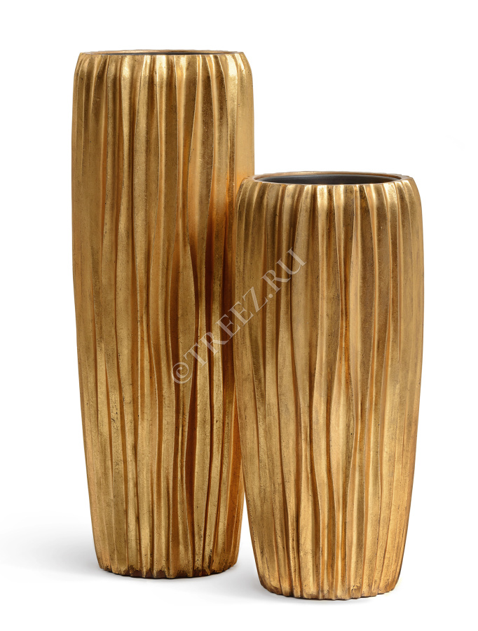 Кашпо TREEZ Effectory - Metal - Высокий конус Design Wave - Сусальное золото фото