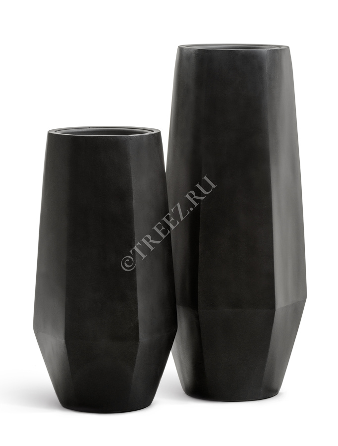 Кашпо TREEZ Effectory - Crystal - Высокий многогранник - Антрацит фото
